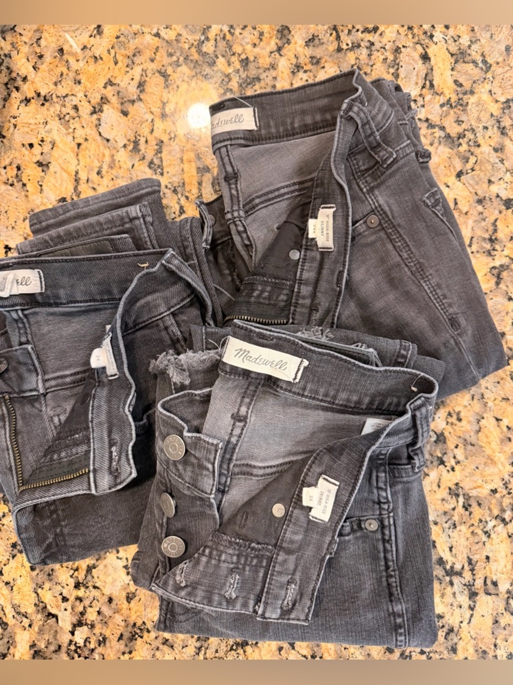 Madewell Black-Grey Black High-Rise Slim Jeans